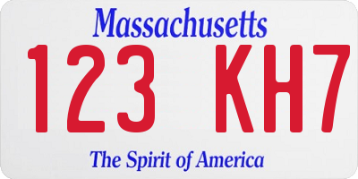 MA license plate 123KH7