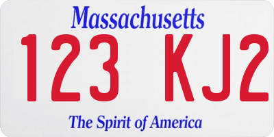 MA license plate 123KJ2