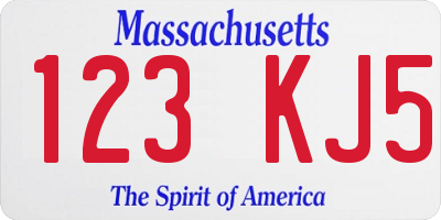 MA license plate 123KJ5
