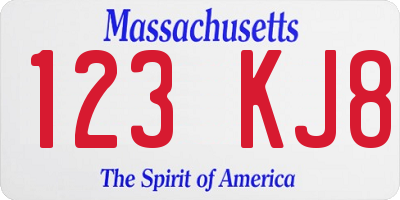 MA license plate 123KJ8