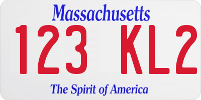 MA license plate 123KL2
