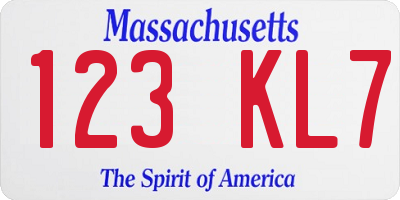MA license plate 123KL7