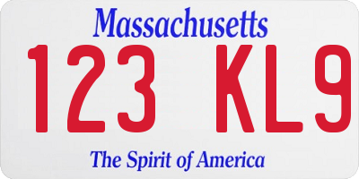 MA license plate 123KL9