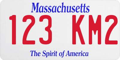 MA license plate 123KM2