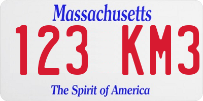 MA license plate 123KM3