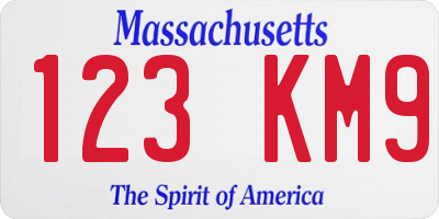 MA license plate 123KM9