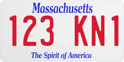 MA license plate 123KN1
