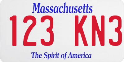 MA license plate 123KN3