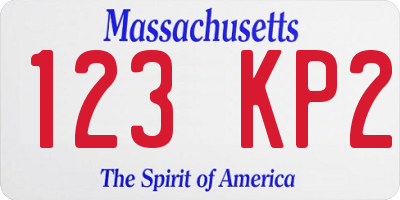 MA license plate 123KP2