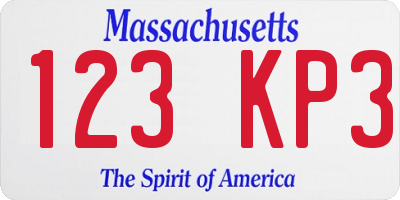 MA license plate 123KP3
