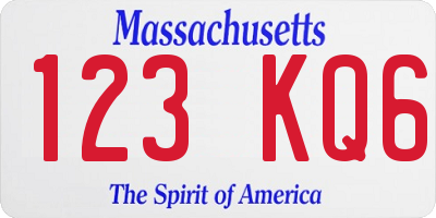MA license plate 123KQ6