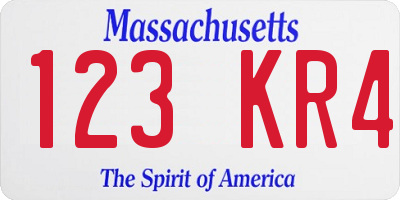 MA license plate 123KR4