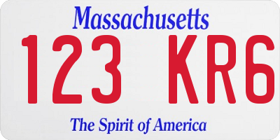 MA license plate 123KR6
