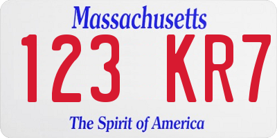 MA license plate 123KR7