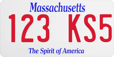 MA license plate 123KS5