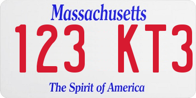 MA license plate 123KT3