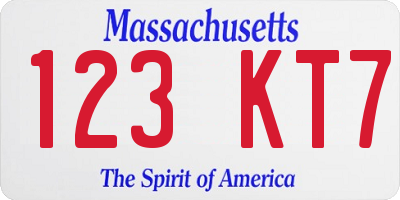 MA license plate 123KT7