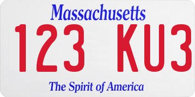 MA license plate 123KU3