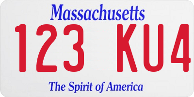 MA license plate 123KU4