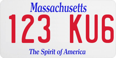 MA license plate 123KU6