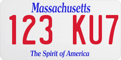MA license plate 123KU7