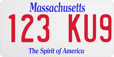 MA license plate 123KU9