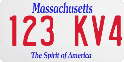 MA license plate 123KV4