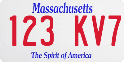 MA license plate 123KV7
