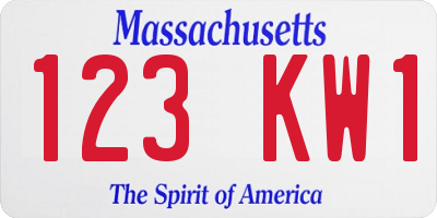MA license plate 123KW1