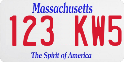 MA license plate 123KW5