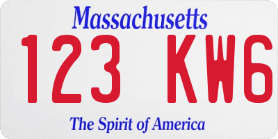 MA license plate 123KW6