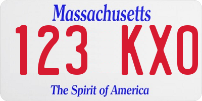 MA license plate 123KX0
