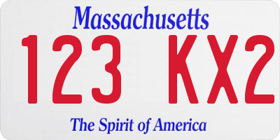 MA license plate 123KX2