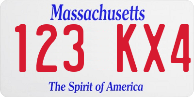 MA license plate 123KX4
