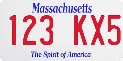 MA license plate 123KX5