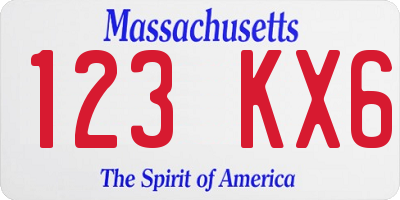 MA license plate 123KX6