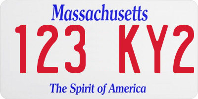 MA license plate 123KY2