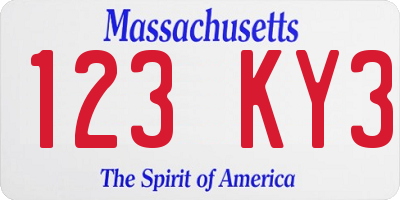MA license plate 123KY3