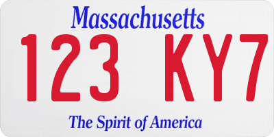 MA license plate 123KY7