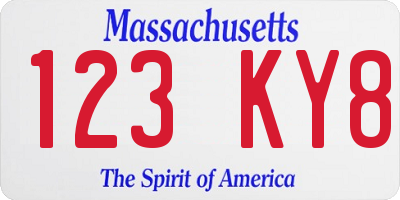MA license plate 123KY8