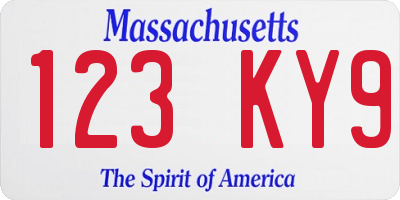 MA license plate 123KY9