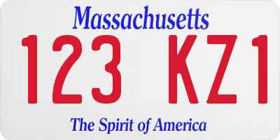 MA license plate 123KZ1