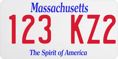 MA license plate 123KZ2