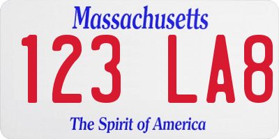 MA license plate 123LA8