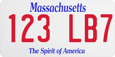 MA license plate 123LB7