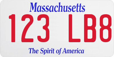 MA license plate 123LB8