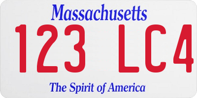 MA license plate 123LC4