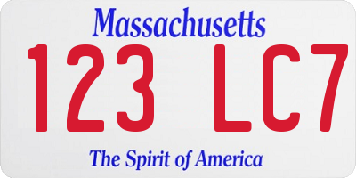 MA license plate 123LC7