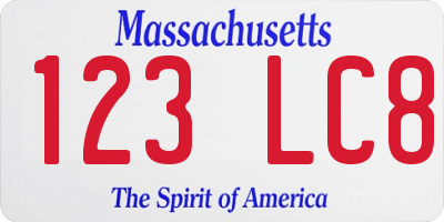 MA license plate 123LC8