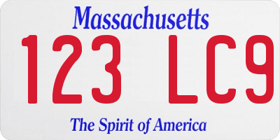 MA license plate 123LC9